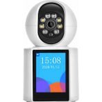 Qasul Kablosuz Bağlantı Telefonu Ev Için 360° Bebek Monitörü Tam Renkli Gece Görüşü Otomatik Takip Wifi Kamera - Beyaz