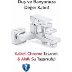 Qasul Lüks Kare Tasarım Duş & Banyo Bataryası – Sıcak & Soğuk Ayarlı, Paslanmaz Gövde, Akıllı Su Tasarruflu, 2 Yıl Garantili - Antrasit - Metalik Gri