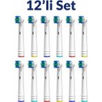 Qasul Oral-B Uyumlu Yedek Diş Fırçası Başlığı 12'li Set Şarjlı Diş Fırçası Başlığı - Beyaz