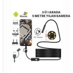 Qasul Profesyonel Endoskop Kamera Arama Motor Içi Su Geçirmez Aralara Girebilen Tesisat Kamerası Android Uyumlu - 5-METRE