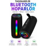Qasul Rgb Işıklı Bluetooth Hoparlör 16W Güçlü Bass Tf Kart Aux Fm Radyo Taşınabilir Speaker - Çok Renkli