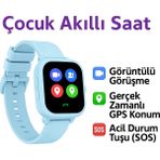 Qasul Sim Kartlı Gps'li Kameralı Görüntülü Görüşmeli Çocuk Güvenliği Için Akıllı Saat - Mavi