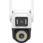 Qasul Su Geçirmez IP66 Çift Lensli Otomatik Takip ile Iç ve Dış Mekan Için 355°VIEW Hareket Algılama Uyarıları Iki Yönlü K Hd Kablosuz Güvenlik Wifi Kamera - beyaz