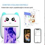 Qasul Taşınabilir Portatif Mini Cep Yazıcı Bluetooth Bağlantılı Telefon Bilgisayar ve Tablet Uyumlu - 01-Mavi
