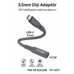 Qasul TD-C3327 Type-C-3.5mm Kulaklık Dönüştürücü HiFi Ses Aktarımı DAC Çipli Tak ve Kullan 13cm