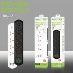 Qasul Yeni Nesil 10 Girişli 4+4 USB + 2 Type-C Çoklu Priz 2m Kablolu Akım Korumalı Anahtarlı Uzatma Priz - Siyah