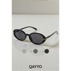 QAYYO Accessories Ovelle Kadın Siyah Çerçeve Oval Güneş Gözlüğü Aksesuar Detaylı Uv400