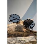 QAYYO Accessories Sepia Taşlı Oval Siyah Güneş Gözlüğü 2026 MODEL Uv400 Kadın Tasarım Güneş Gözlüğü