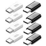 QCEs Mikro USB - USB C Adaptör Dönüştürücü 8'li Paket Hızlı Senkronizasyon ve Şarj Samsung Galaxy S10 S10e S9 S9+ S8 Plus Note 9/8 Google Pixel 2/3 XL Nexus 6P LG V40 V30 V20 G7 G6 G5 More ile Uyumlu