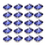 Qcwwy 20 Adet Kendin Yap Pençe Elmas, Moda Cam Pençe Yapay Elmas Gelinlik Düz Sırtlı Elmaslar Gece Elbiseleri Dans Elbiseleri Etekler için 2 Delikli (13 * 18 mm Kraliyet Mavisi Dikdörtgen