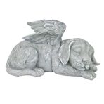 Qcwwy Pet Heykeli, Melek Pet Mezar Marker Haraç Heykeli Reçine Uyuyan Pet Melek Bahçe Heykeli için Pet Mezar Taşı Süs (Melek Köpek)