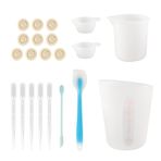 Qcwwy Silikon Ölçüm Kabı Aracı Kiti, Reçine Karıştırma Aracı Kiti Parmak Eldiven Güvenli Kolay Soyma DIY El Sanatları Için Uygun (21 Parça Alet Seti, Mavi)