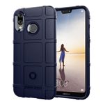 QDCFY Telefon Arka Kılıfı Kapağı Darbeye Dayanıklı Tam Gövde Sağlam Kaplama Silikon Kılıf Huawei P20 Lite/Nova 3E ile Uyumlu, Buzlu Astarlı Koruyucu Kapak (Renk: Koyu Mavi)