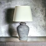 Qdec Vintage Seramik Abajur Rustik Modern Gri - Ekru