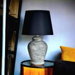 Qdec Vintage Seramik Abajur Rustik Modern Gri - Siyah