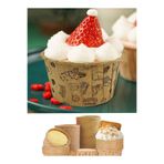 QesQin Kraft Desenli Muffin Kalıbı 12 Adet Cupcake Kapsülü Kağıt Kek Kalıbı Airfryer Fırın Uyumlu