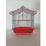 Qh Kuş Kafes Üçgen Çatılı 28x22x39 Kırmızı Muhabbet Kanarya