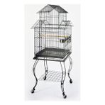 QH Pet Cage Siyah 51x51x129 cm Açılır Çatılı Sehpalı Papağan Kafesi