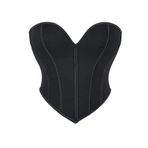 QIAIYALA Siyah Mat Desen Korse Üst bodysuit Kadınlar için Seksi Saray Büstiyer Dantel Up underbust Lingerie Bodyshaper, Siyah, S