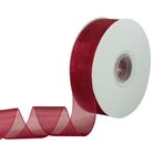 QIANF 1 inç bordo şeffaf organze şerit 50 metre tül şerit düğün davetiyeleri gelin çiçek buketleri hediye paketleme bebek duş noel ağacı dekor fiyonklar DIY el sanatları