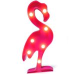 QiaoFei 3D flamingo gece lambası, LED flamingo şekilli dekoratif ışık, Noel, doğum günü, çocuk hediyesi, oturma odası, düğün kutlaması dekorasyonu (pembe)