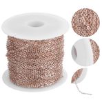 Qiilu DIY Takı Aksesuarları 10 Metre Çapraz O Düz Zincir Makara Toplu Bilezik Kolye ExtenderKC Altın 2.2x1.8x0.3mm Paslanmaz çelik Rulo Zincir Alüminyum Lin Nefis (Altın gül)