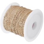 Qiilu DIY Takı Aksesuarları 10 Metre Çapraz O Düz Zincir Makara Toplu Bilezik Kolye ExtenderKC Altın 2.2x1.8x0.3mm Paslanmaz çelik Rulo Zincir Alüminyum Lin Nefis (KC Altın)