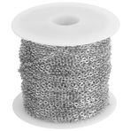 Qiilu DIY Takı Aksesuarları 10 Metre Çapraz O Düz Zincir Makara Toplu Bilezik Kolye ExtenderKC Altın 2.2x1.8x0.3mm Paslanmaz çelik Rulo Zincir Alüminyum Lin Nefis (Tip 1)