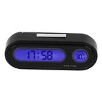 Qiilu iç araba termometresi iç araba termometresi dijital voltmetre izle monitör voltmetre, 2'si 1 arada araç içi araba mini elektronik saat LED voltmetre termometre dijital saat