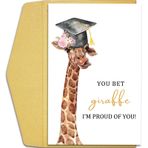 Qiliji Sevimli Zürafa Mezuniyet Kartı, Tebrikler Mezun Kartı, You Bet Giraffe I'm Proud of You Card, Animal Puns Mezuniyet Kartı, Komik Mezuniyet Kartı