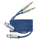 QimKero USB C - 3,5 mm Ses Aux Jak Kablosu (4 ft, 2'li Paket) - USB C - 3,5 mm Kulaklık Araba Stereo Kablosu iPhone 16 Pro Max 15 Pro Max Samsung Galaxy S23 S22 S21 S20+ iPad Pro Air Pixel ile Uyumlu
