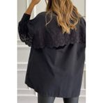 Qimya Butik Bebe Plus Bebe Kadın Sırtta Fisto Detaylı Oversize Gömlek - Siyah - Standart