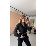 QİMYA BUTİK Bebe Plus Kadın Dantel Kol Sırt Detaylı Şık Pamuk Gömlek