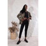 Qimya Butik Hot Fashion Kadın Mono Yaka Nubuk Ceket - Haki