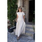 QİMYA BUTİK Kadın Kayık Yaka Kolsuz Yanları Drapeli T-Shirt Altı Bol Etekli Sandy Kumaş İkili Takım