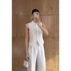 QİMYA BUTİK KEYYMOD Kadın İlmek Düğmeli Önü Astarlı Kolsuz Full DANTEL BLUZ