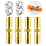 QINGHEC 4 adet hortum pirinç kanca bağlantısı, 10 mm hortum bağlantısı, 6 adet paslanmaz çelik boru kelepçesi, basınçlı hava bağlantısı, basınçlı hava aksesuarı, su, yakıt, hava için