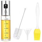 Qingmuxiashi 1 yağ püskürtücü şişe çok fonksiyonlu zeytin yağı püskürtücü 5'i 1 arada Vinegar sprey yağ dispenseri ücretsiz tüp fırça ve huni yağı sprey şişe tetikleyici, 100 ml 304 paslanmaz çelik + cam (bir
