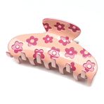 QinGoo Büyük selüloz asetat pembe çiçekli saç tokası saç takısı zarif saç tokaları orta kalınlıkta kısa orta boy saçlar için 1 adet (9 x 4,5 cm, pembe papatya)