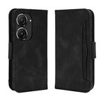 QINOUK Asus Zenfone 9 için Kılıf, [5 Kart Yuvası] Manyetik Kapama, Premium Vintage Cüzdan Deri Kılıf, [Stand Özelliği] Asus Zenfone 9 ile Uyumlu - Siyah