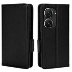 QINOUK Asus Zenfone 9 için Kılıf, Manyetik yan toka, Lychee doku tasarımı, PU Deri Cüzdan Kılıf Kapak, [3-Yuva] [Stand Özelliği] Asus Zenfone 9-Siyah ile Uyumlu