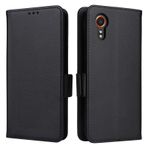QINOUK Samsung Galaxy Xcover 7 için Kılıf, Lychee Doku Tasarımı, PU Deri Kılıf, Manyetik Yan Toka, [3-Yuvalı] [Stand Fonksiyonu] Samsung Galaxy Xcover 7 için-Siyah