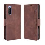 QINOUK Sony Xperia 10 III, [5 Kart Yuvası] Manyetik Kapama, Premium Vintage Cüzdan Deri Kılıf, [Stand Özelliği] Sony Xperia 10 III-Kahverengi ile Uyumlu