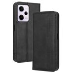 QINOUK Xiaomi Redmi Note 12 Pro+ için Kılıf, [3-Kart Yuvası] [Stand Özelliği] Manyetik Kapatma, PU Deri Kılıf, Xiaomi Redmi Note 12 Pro+ için Koruyucu kılıf-Siyah