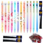 QISVVE Kawaii mekanik kalem seti, kurşun kalem yedekli, 0,5/0,7/0,9 mm, sevimli kalem seti, öğrenci yazma, çizim, eskiz ofis okul malzemeleri için (12 adet (4 adet 0,5 mm + 8 adet 0,7 mm))