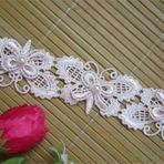 Qiuda 2 Yard Çiçek İnci Kelebek Dantel Kenar Süs Kurdele 3 cm Genişlik Vintage Stil Renkli Süslemeler Kumaş İşlemeli Aplike Dikiş El İşi Düğün Gelin Elbisesi Parti Dekorasyon Giysileri Kendin Yap (Pembe)
