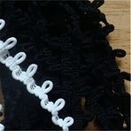 Qiuda 5 Yard Döngü Dantel Kenar Trim Korse Düğmesi Örgü Kordon Şerit 1,5 cm Genişlik Vintage Kenar Süslemeler Kumaş İşlemeli Aplike Dikiş El İşi Düğün Elbisesi Süsleme Giysiler Dekor (Siyah)