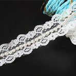 Qiuda İnci Boncuklu Ağ Bant Dantel Kenar Trim Şerit 25 mm Genişlik Vintage Stil Beyaz Süslemeler Kumaş İşlemeli Aplike Dikiş El İşi Düğün Gelin Elbisesi Süsleme Parti Giysileri metre ile (3 m)