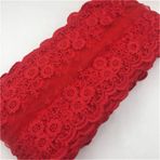 Qiuda Pamuk Çiçek Tül Dantel Kenar Süs Kurdele 12 cm Geniş Vintage Stil 9 Renkli Kenar Süslemeler Kumaş İşlemeli Aplike Dikiş El İşi Düğün Gelin Elbisesi Giysiler Parti Ev Kendin Yap (Kırmızı, 4 yarda)