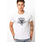 Qivi American Motor Wild Rides Baskılı Baskılı Beyaz Erkek Örme T-shirt